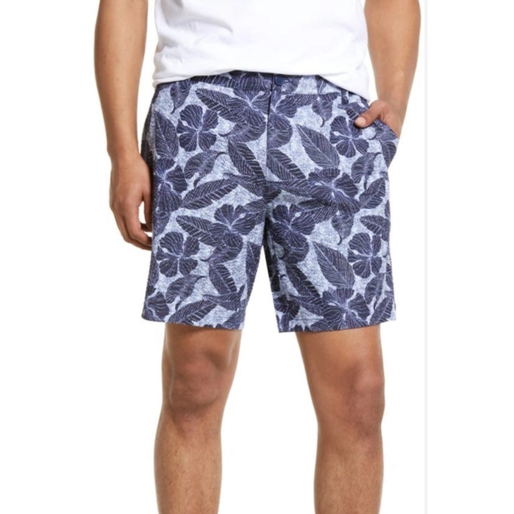 Rhone Shorts Men's Navy Hibiscus Seersucker Sz 38